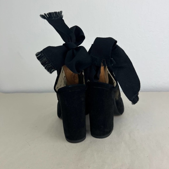 Tabitha Simmons Regina Lace & Suede Ankle Wrap Open Toe Heels Women Size 39 US 9 - Picture 6 of 11